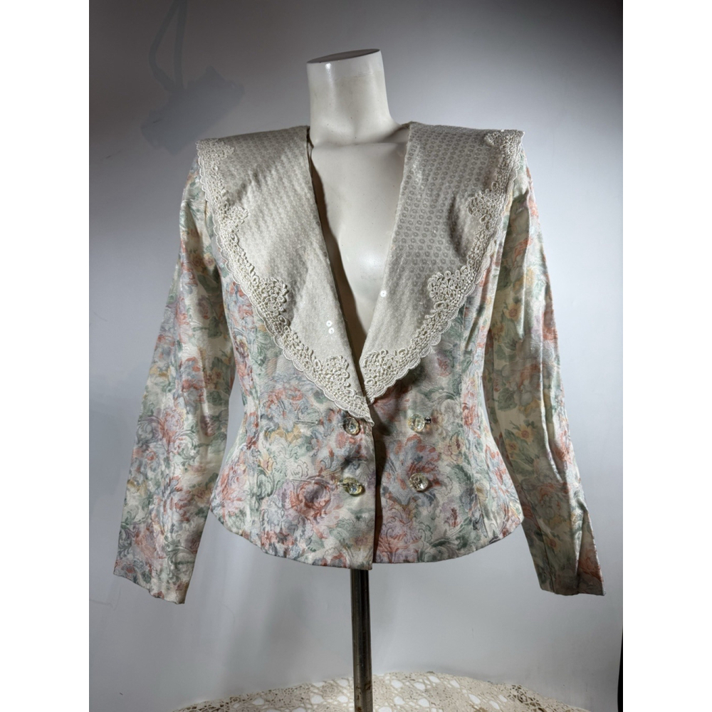 Nah Nah Collection Vintage 80’s Blazer Pastel Floral PAISLEY Jonathan Tait Sz 8